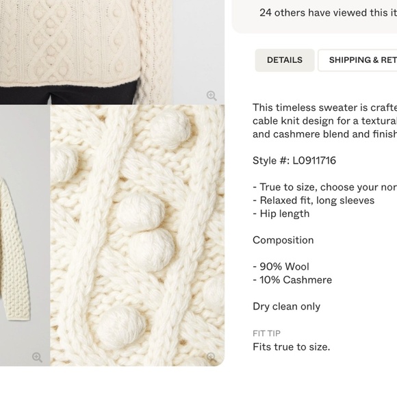 Theory Mixed Cable Knit Sweater in Military Green Brown Size XS wool cashmere - Picture 14 of 14